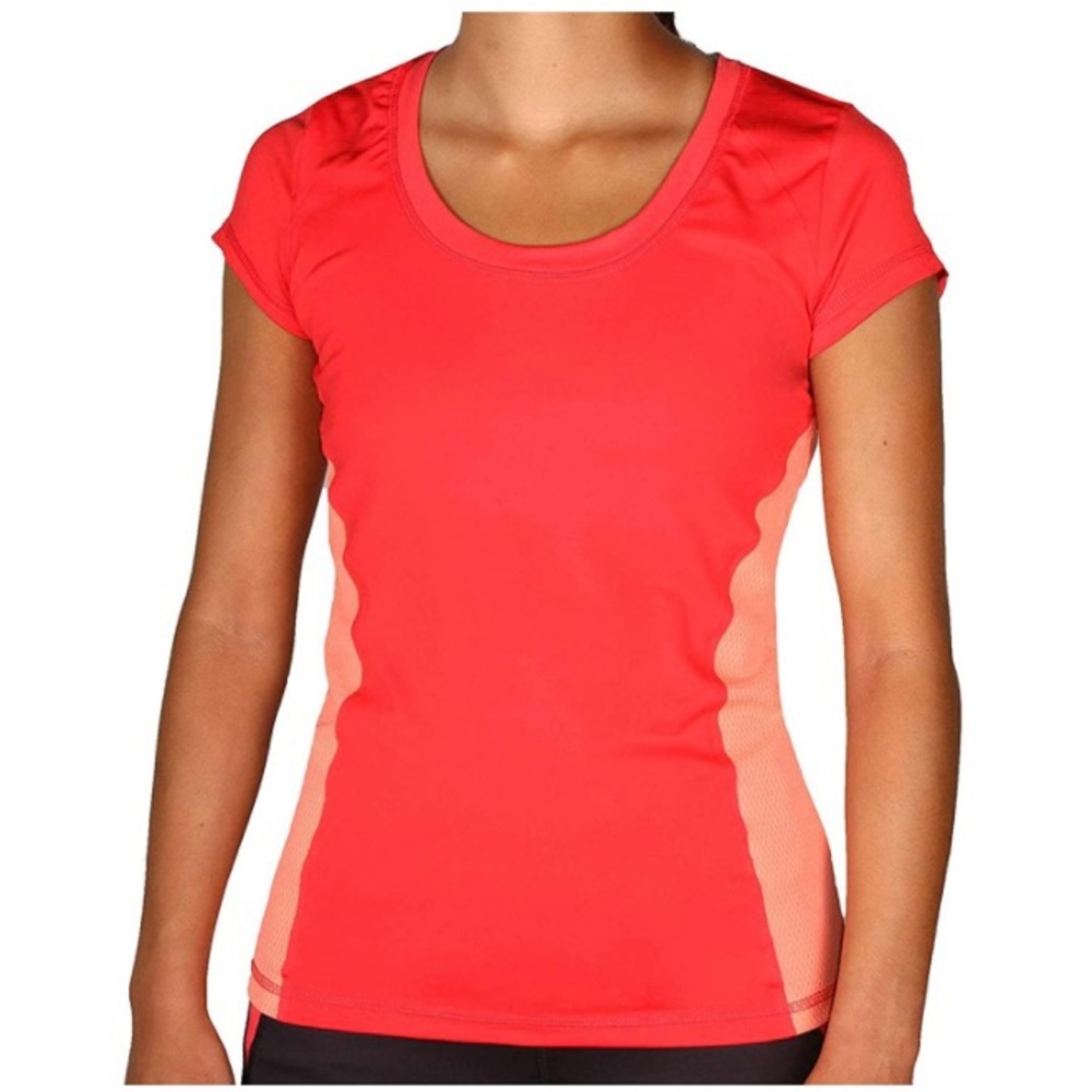 Crivit PRO Women's Running Short Sleeve Top Athletic Performance T-Shirt Coral!
